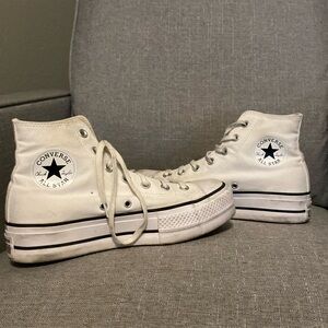 Platform white converse, size 8